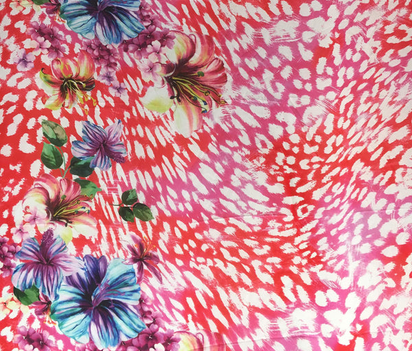 Silky Chiffon Border Print Coral / Multi
