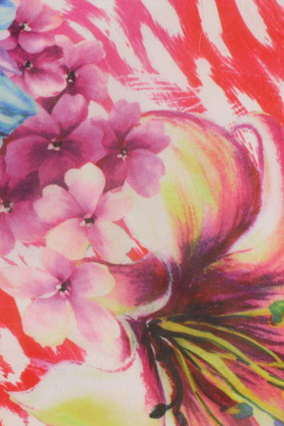 Silky Chiffon Border Print Coral / Multi