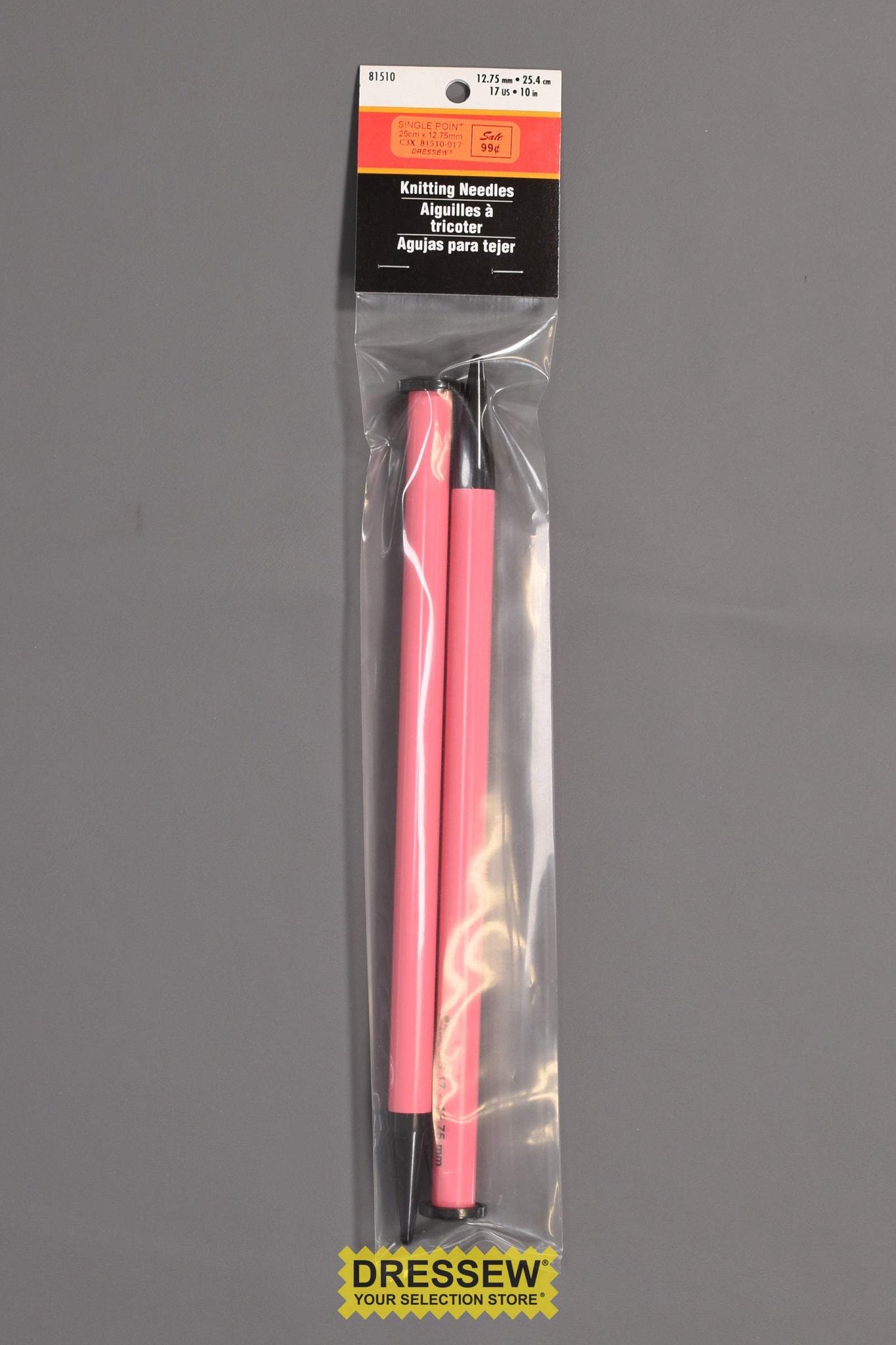 Single Point Knitting Needles 25cm x 12.75mm Pink
