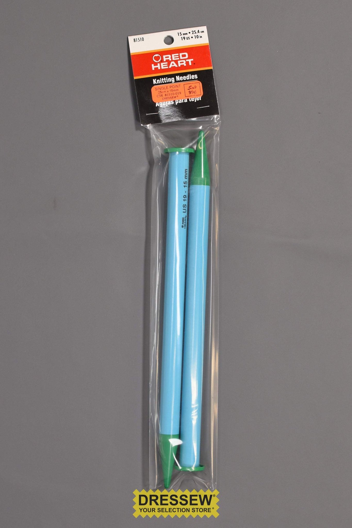 Single Point Knitting Needles 25cm x 15mm Turquoise
