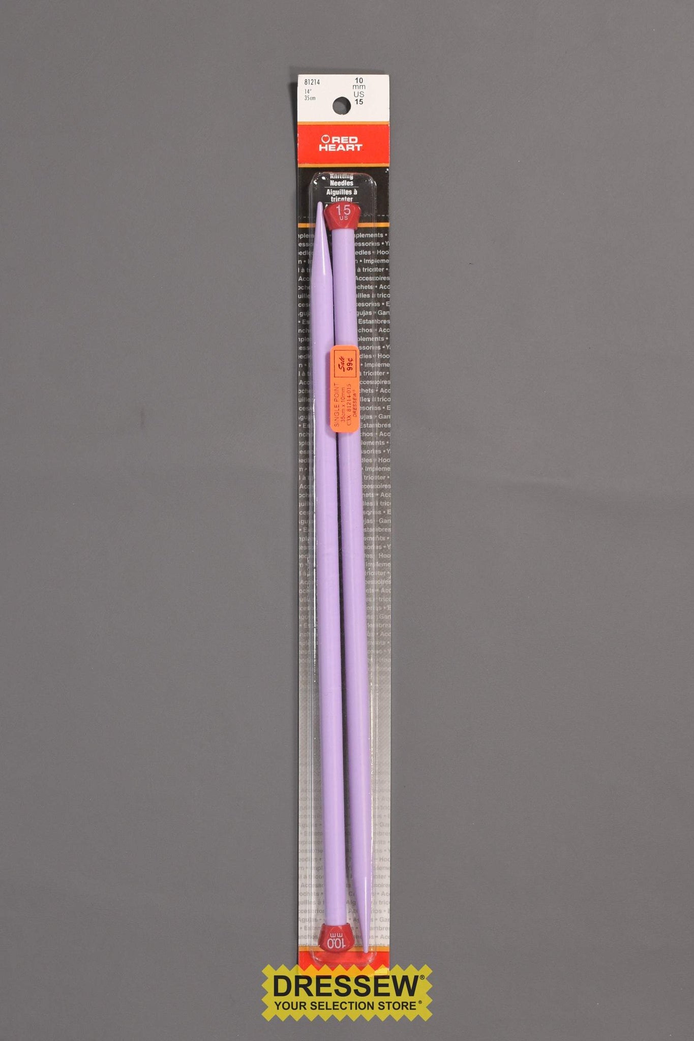 Single Point Knitting Needles 35cm x 10mm Lilac