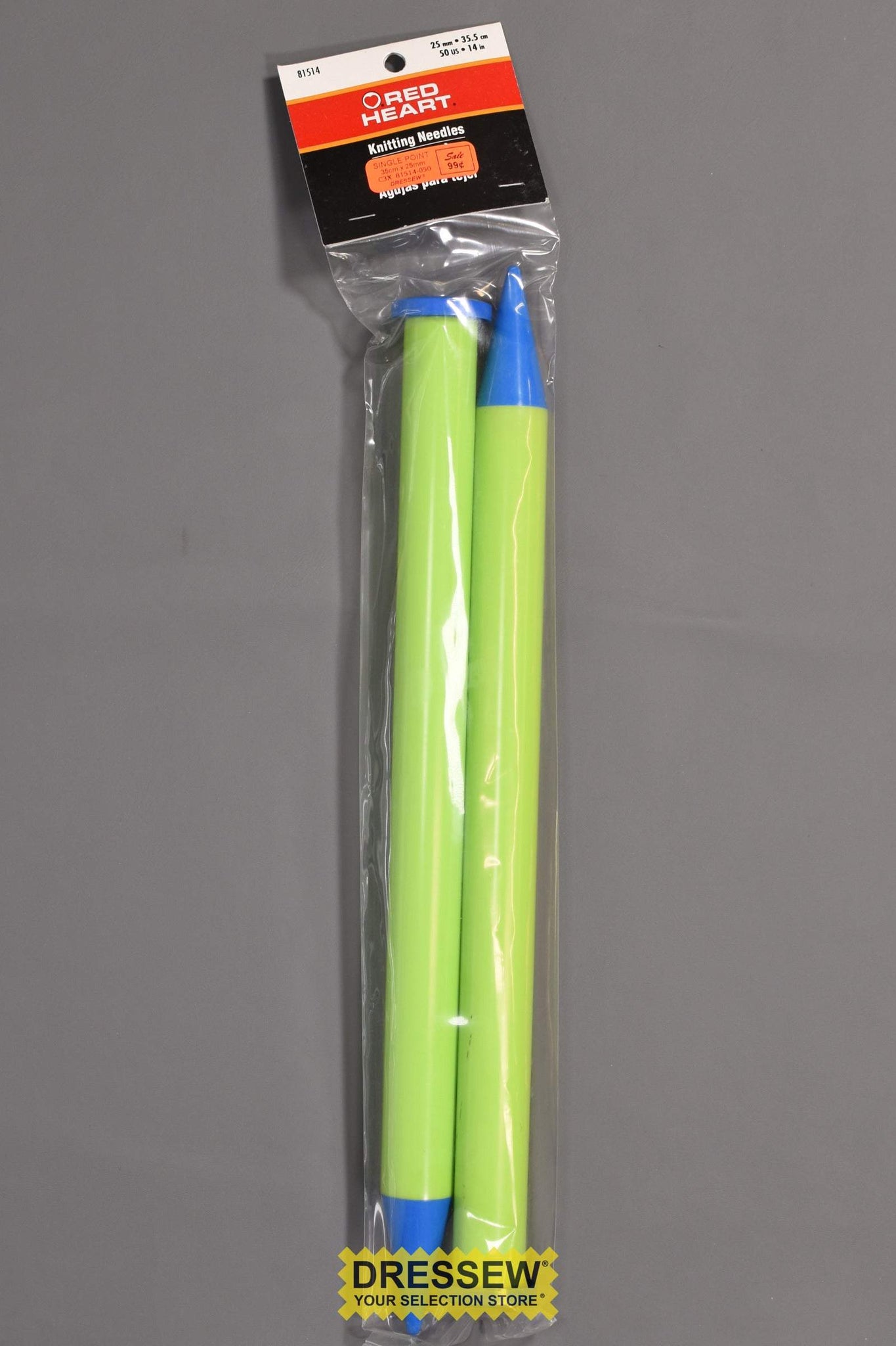 Single Point Knitting Needles 35cm x 25mm Green