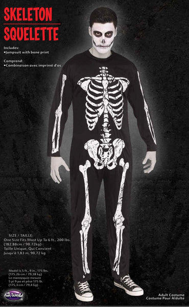 Skeleton Costume Adult Black / White