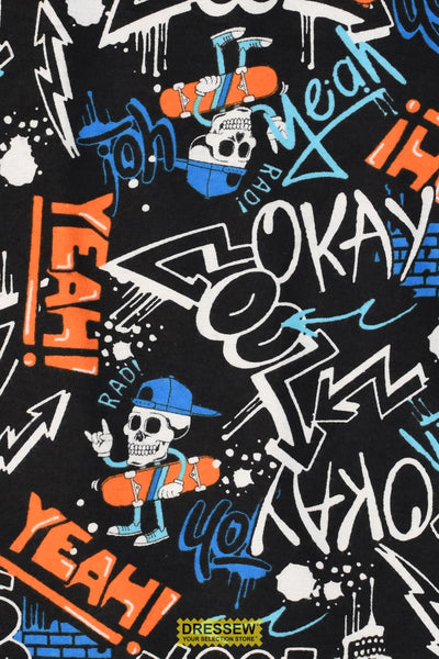 Skull Skater Flannelette Black / Orange