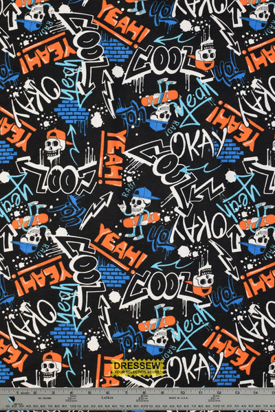 Skull Skater Flannelette Black / Orange