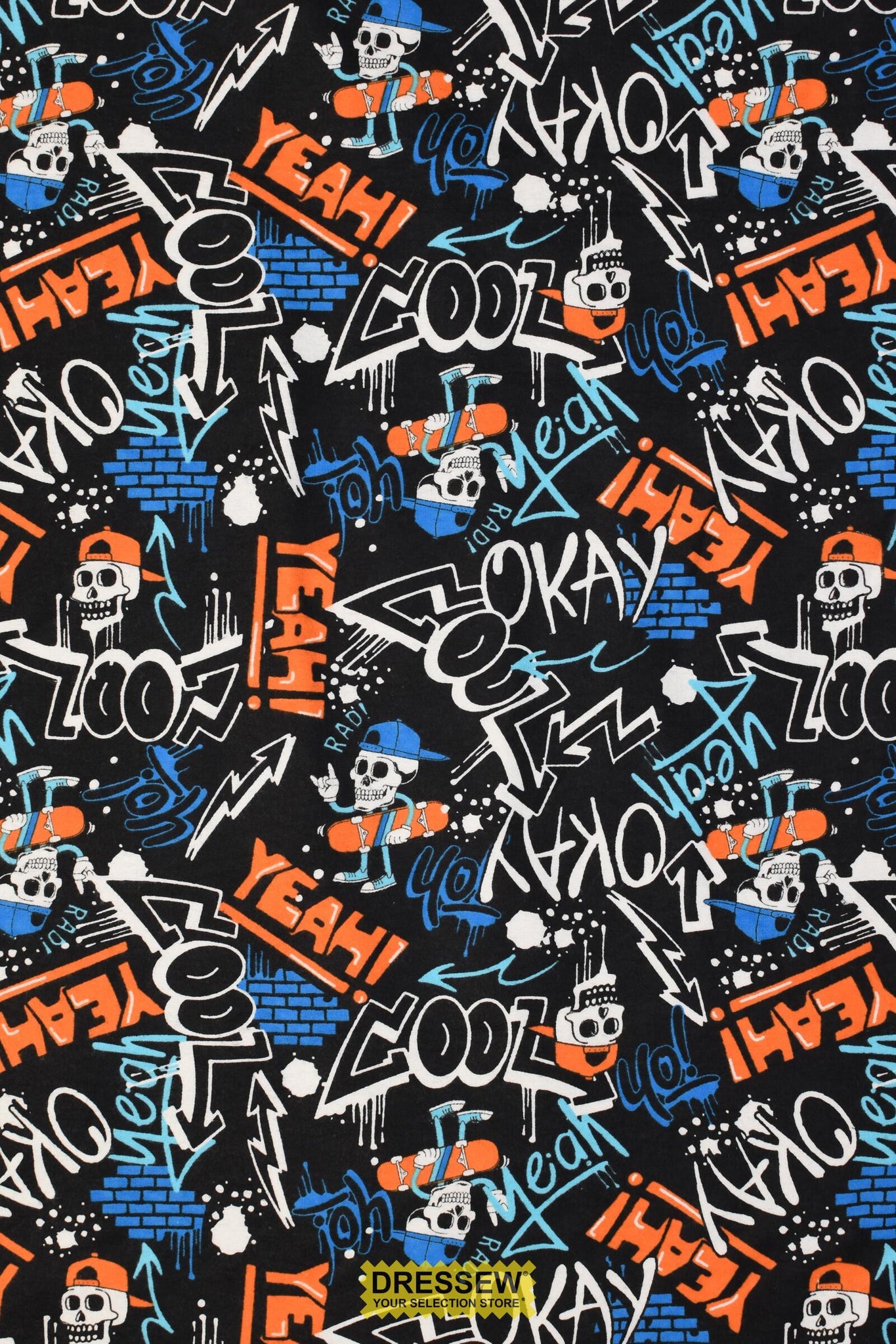 Skull Skater Flannelette Black / Orange