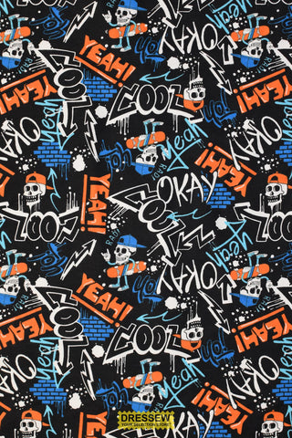 Skull Skater Flannelette Black / Orange