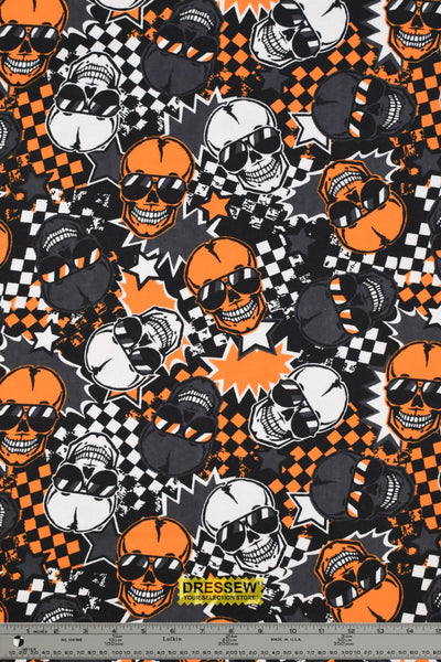 Skulls With Shades Flannelette Print Orange / Multi