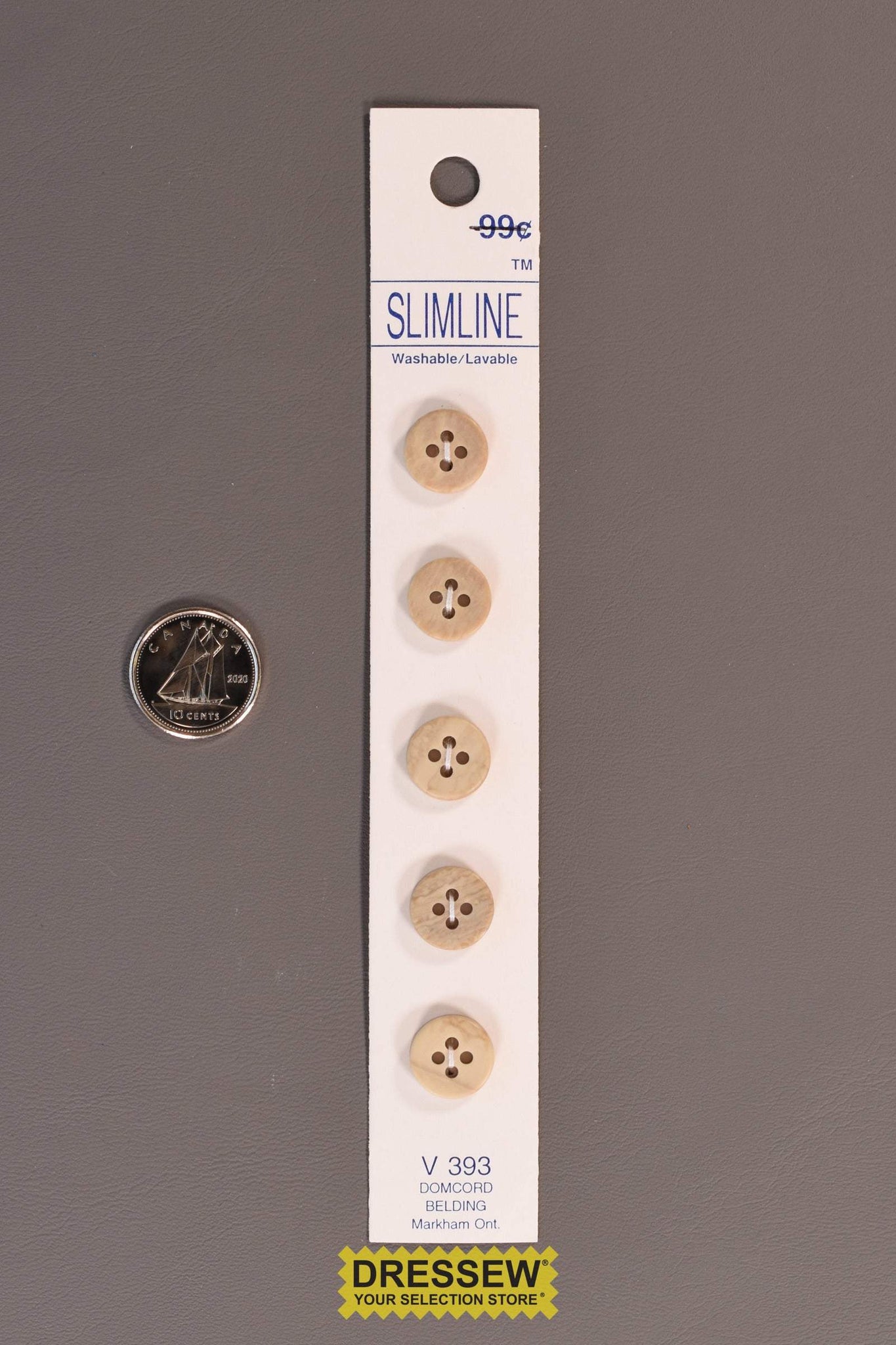 Slimline Button Card 11mm Clay Melange