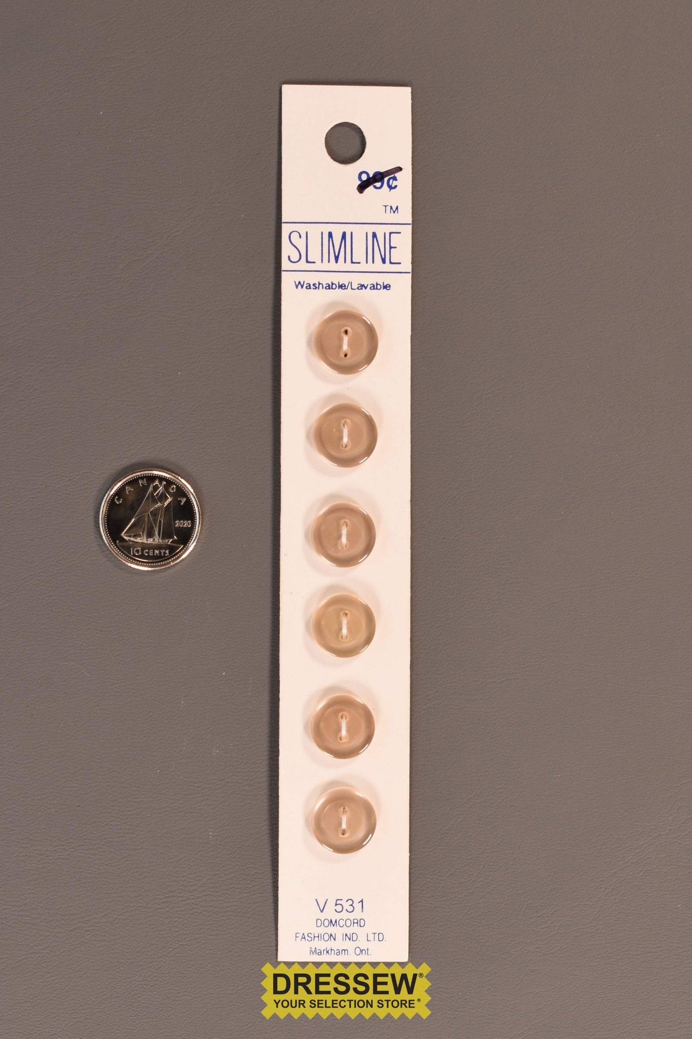 Slimline Button Card 11mm Pearl Oyster