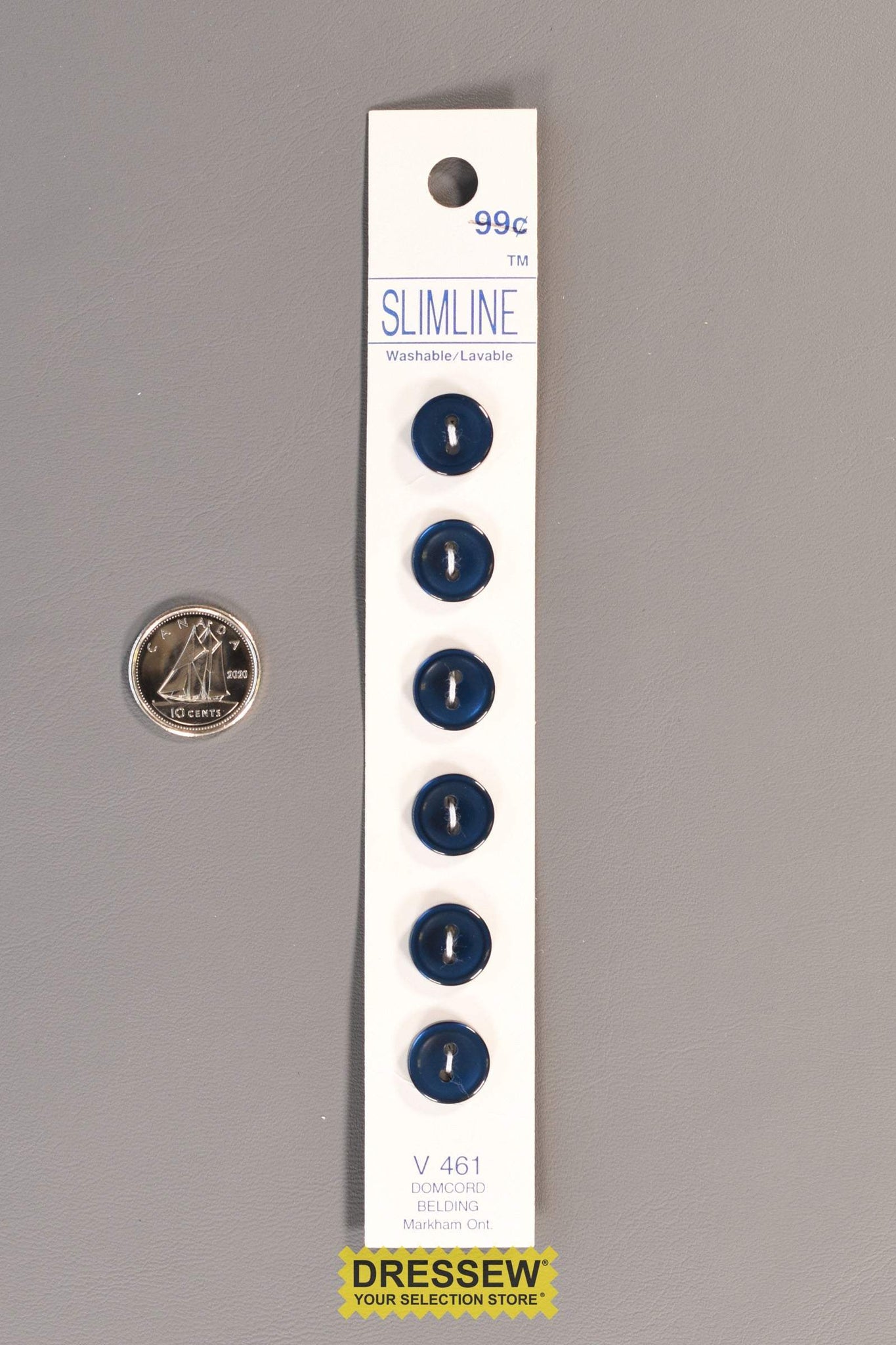 Slimline Button Card 11mm Pearl Royal