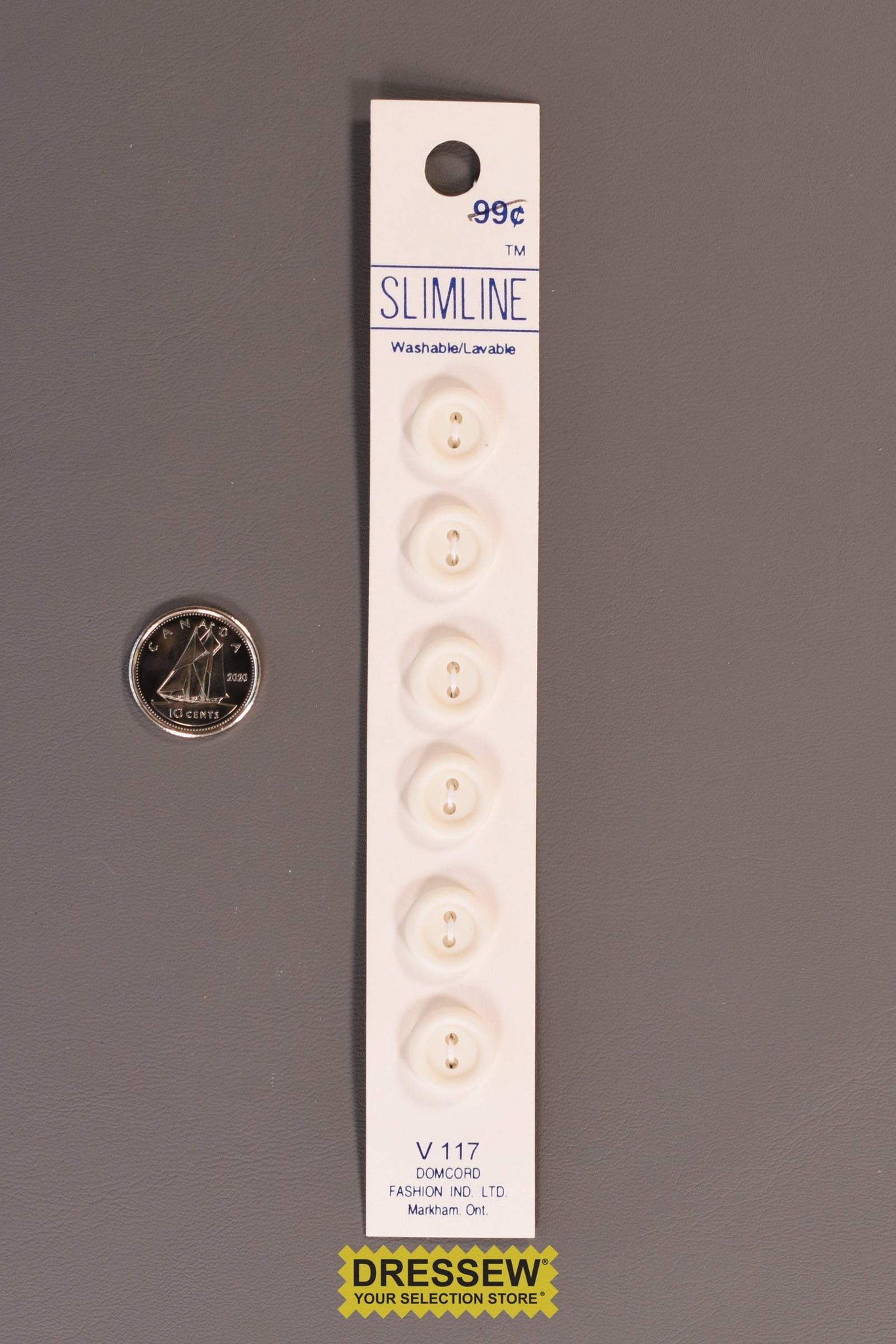 Slimline Button Card 11mm White