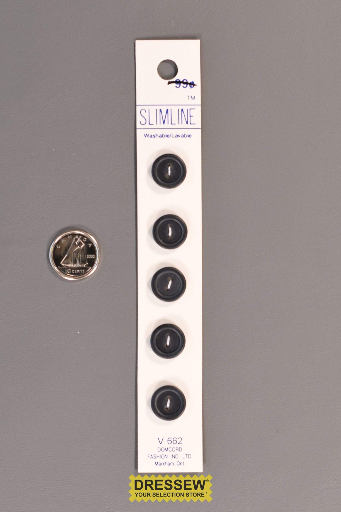 Slimline Button Card 12mm Midnight