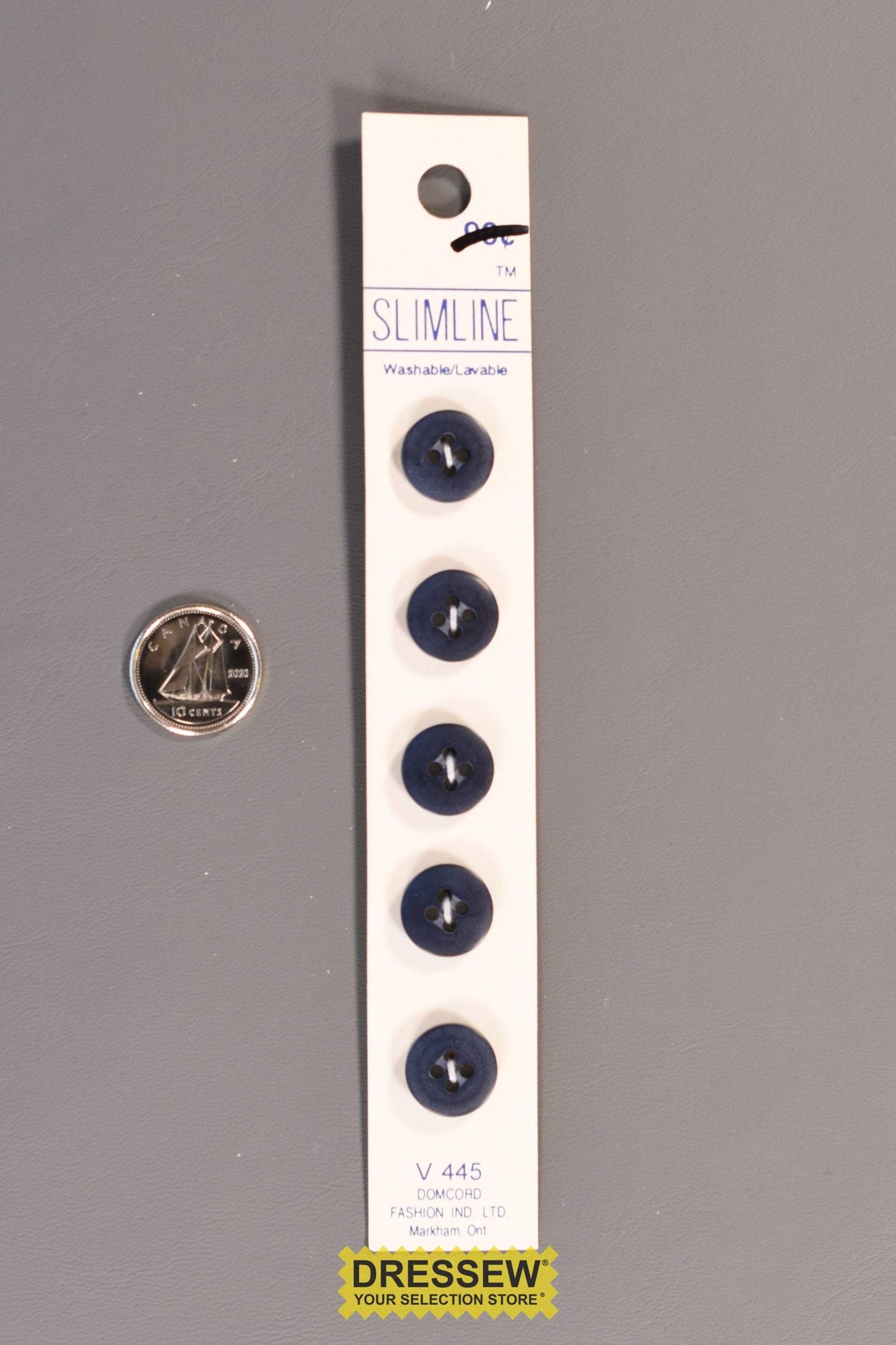 Slimline Button Card 12mm Pearl Deep Royal