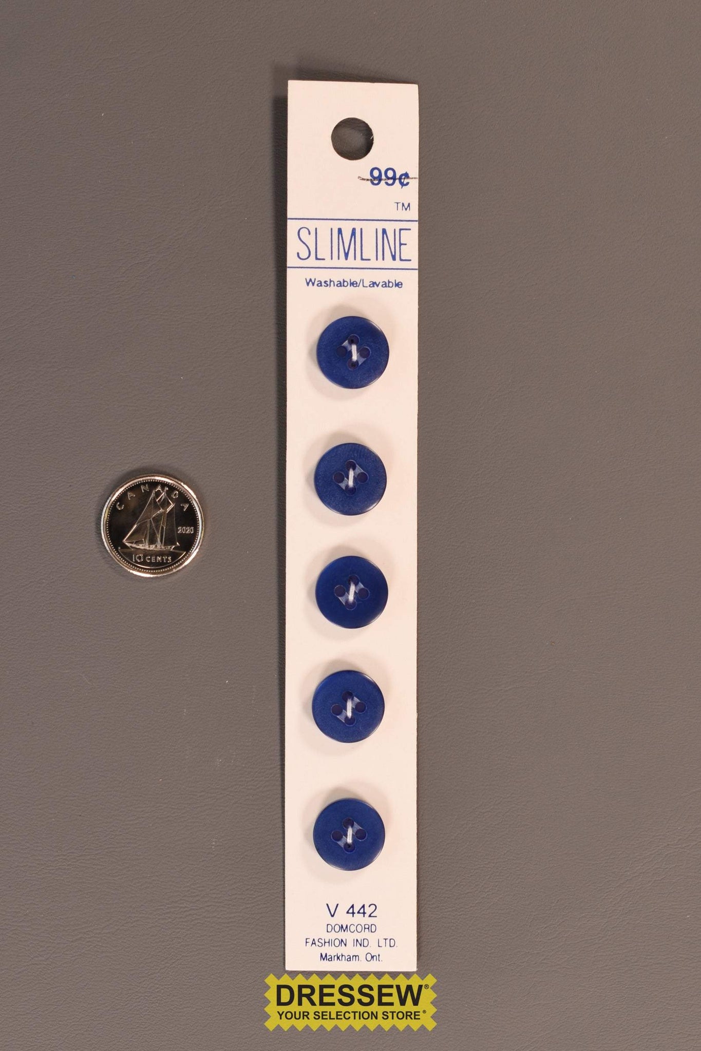 Slimline Button Card 12mm Pearl Royal