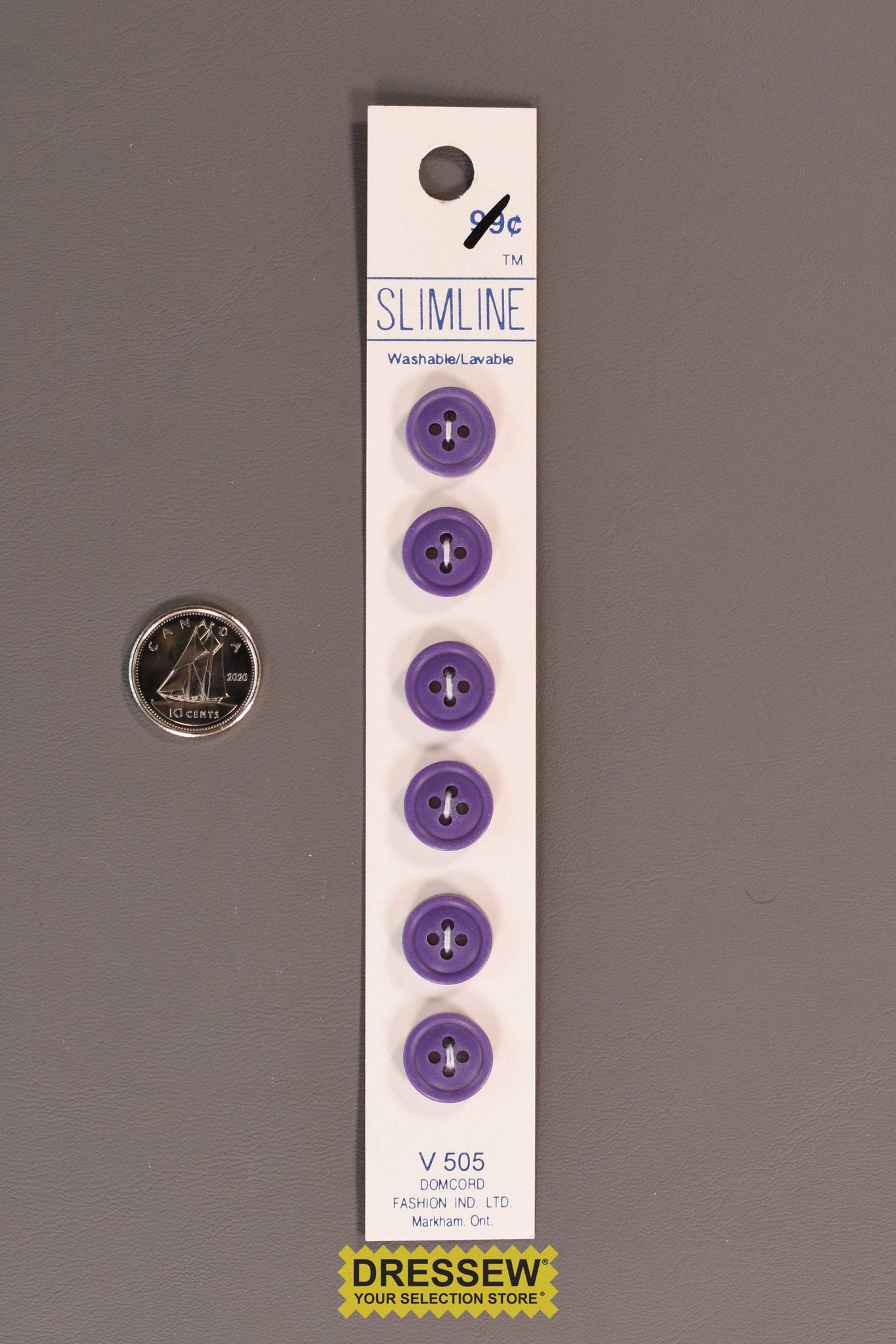 Slimline Button Card 12mm Purple