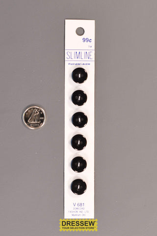 Slimline Button Card 12mm Shiny Black