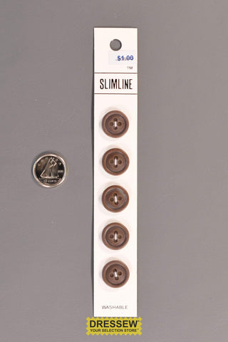 Slimline Button Card 14.5mm Brown