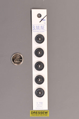 Slimline Button Card 14mm Dark Grey