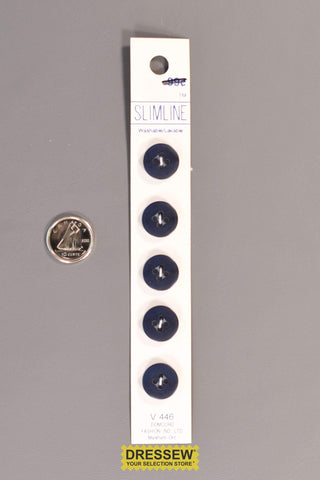 Slimline Button Card 14mm Pearl Navy