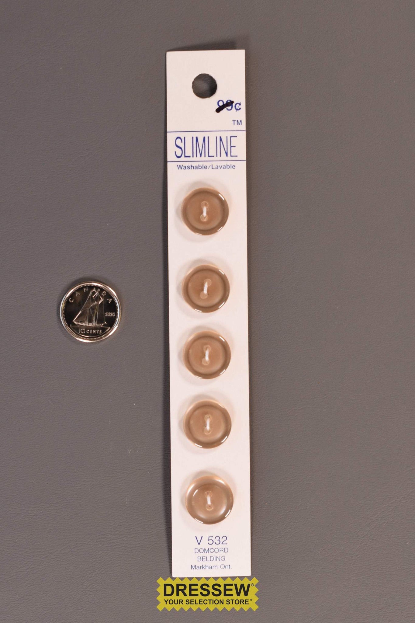 Slimline Button Card 14mm Pearl Oyster