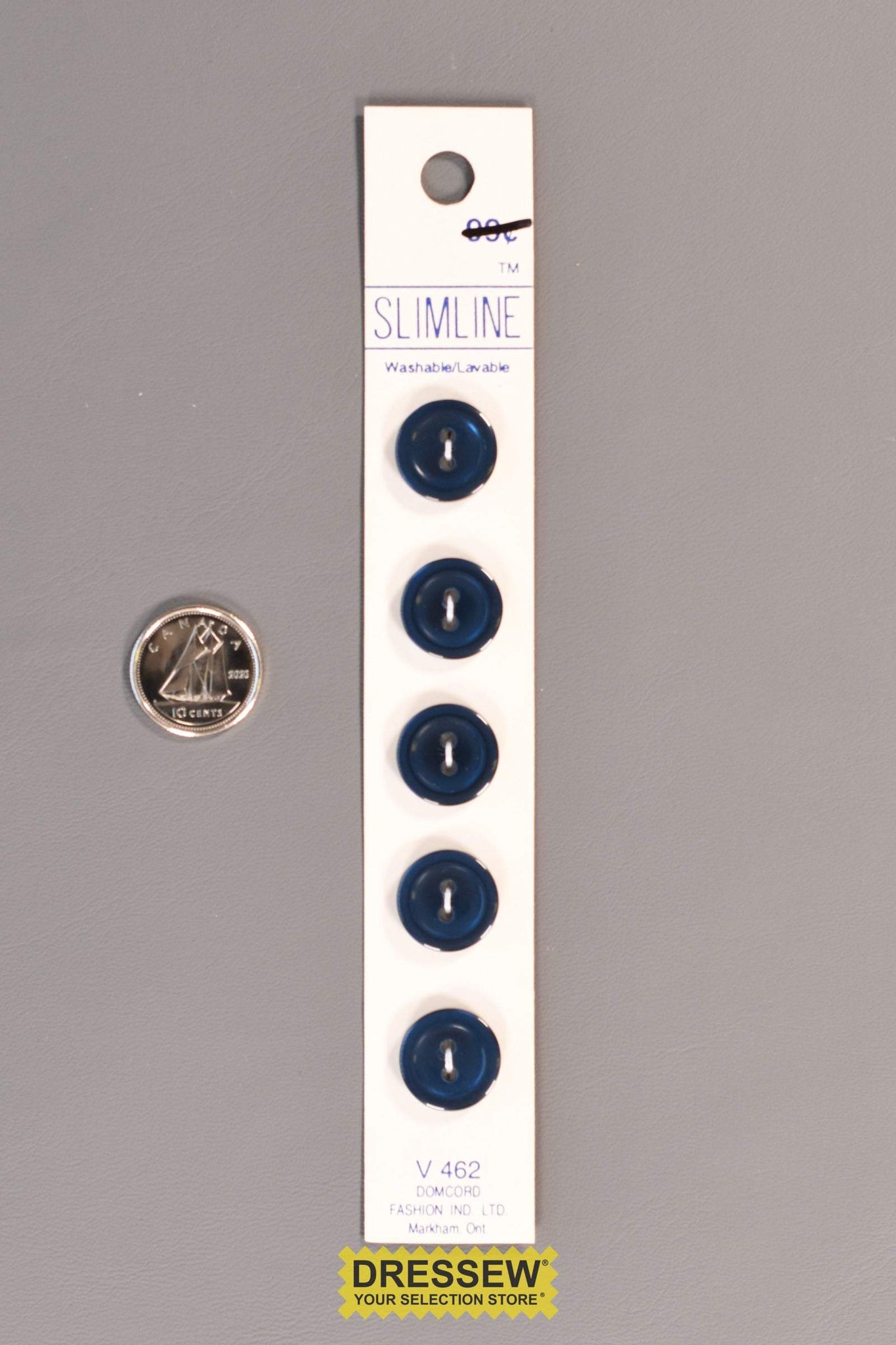 Slimline Button Card 14mm Pearl Royal