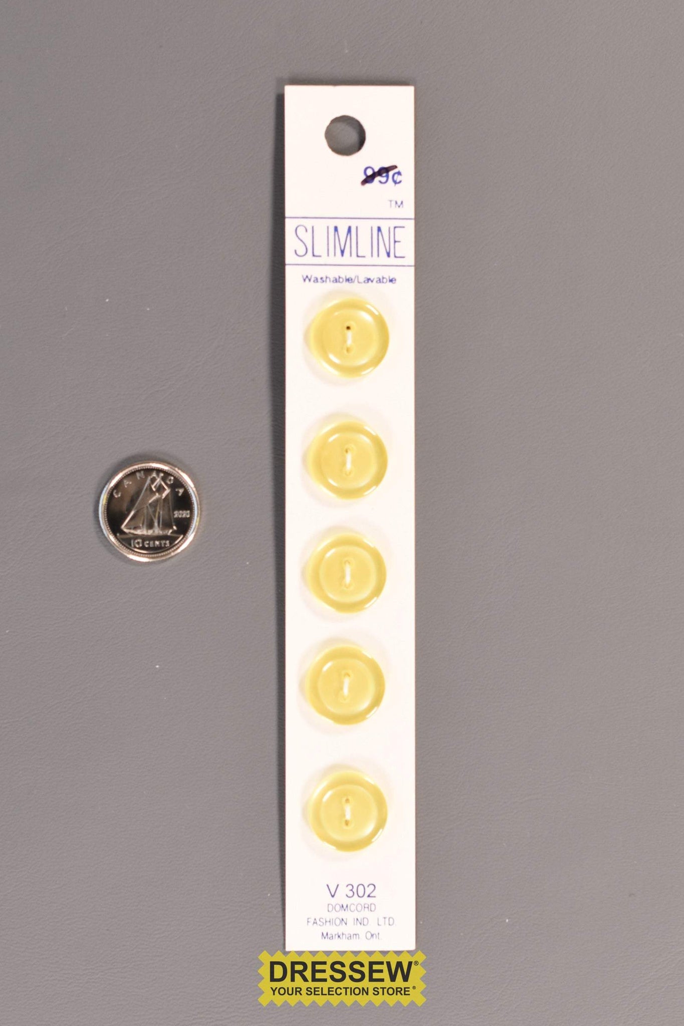Slimline Button Card 14mm Pearl Yellow