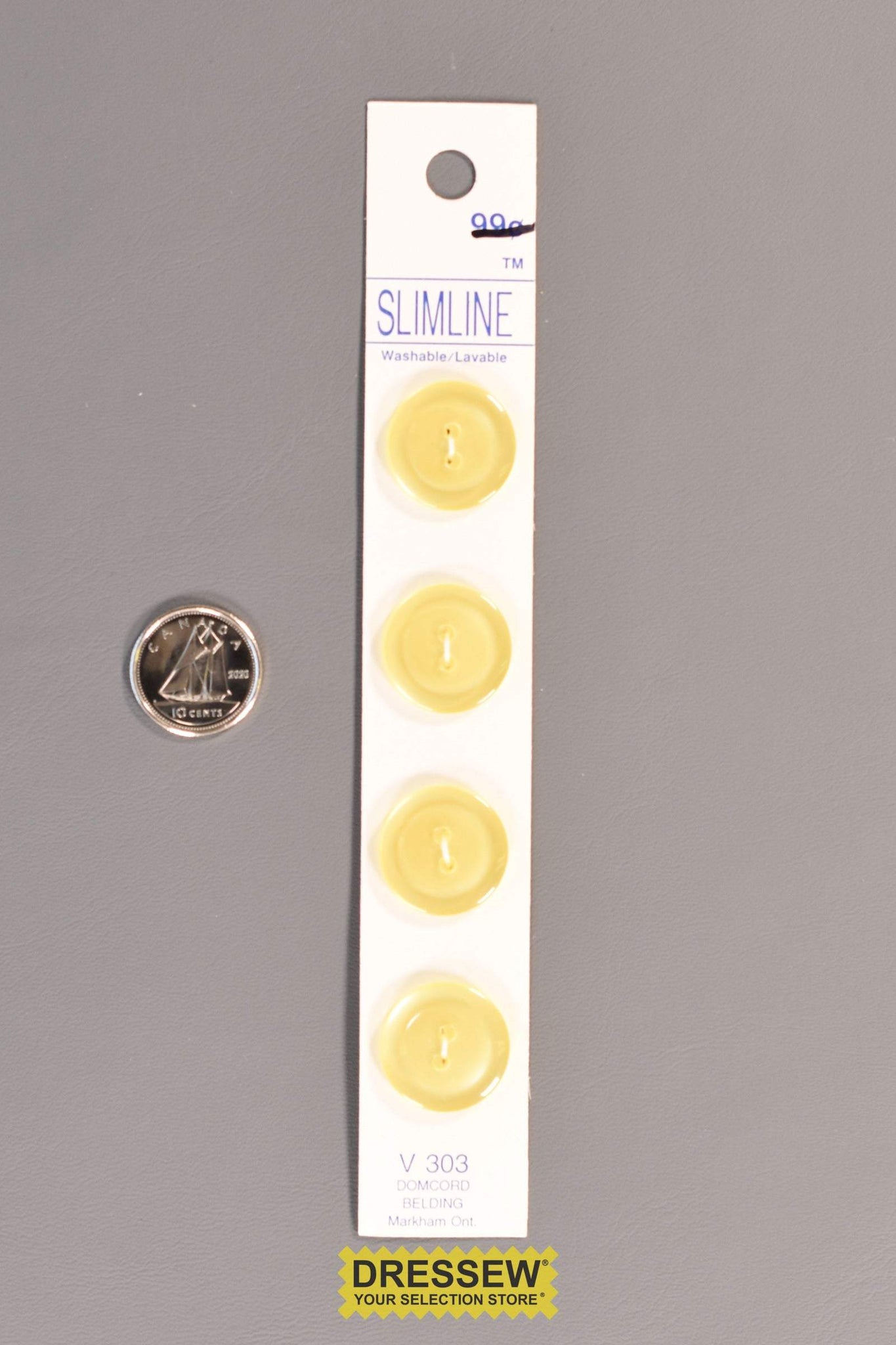 Slimline Button Card 17mm Pearl Yellow