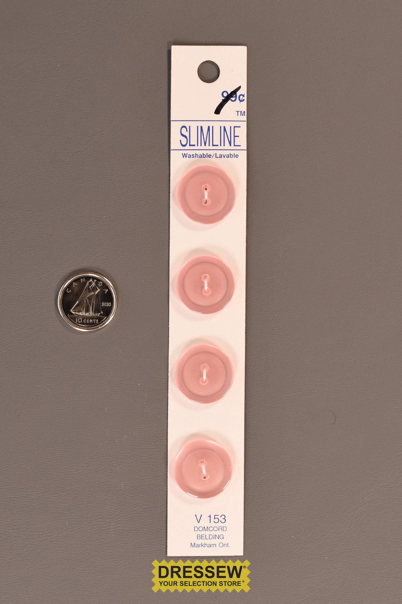 Slimline Button Card 18mm Pearl Light Pink