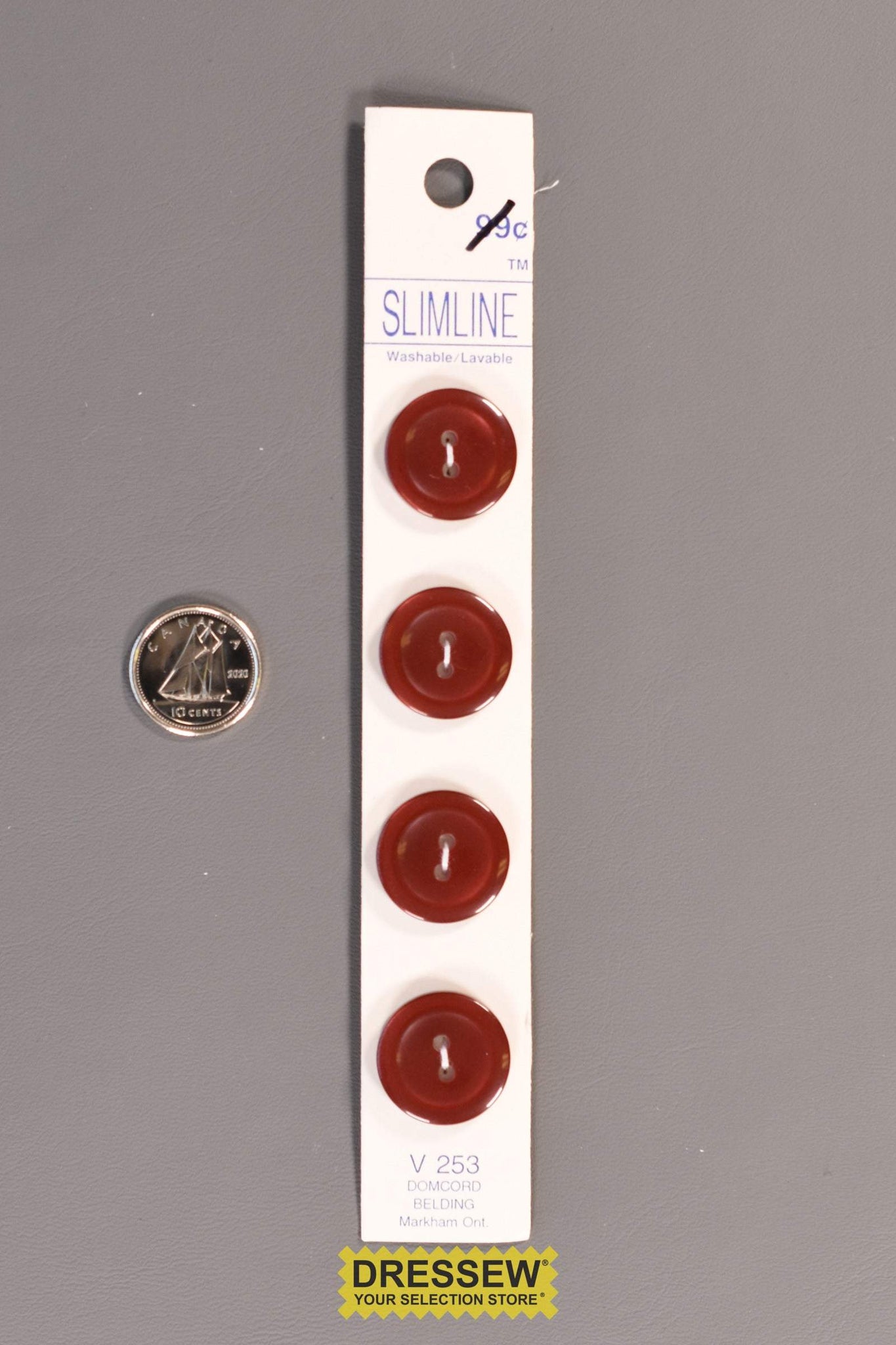 Slimline Button Card 18mm Pearl Rust