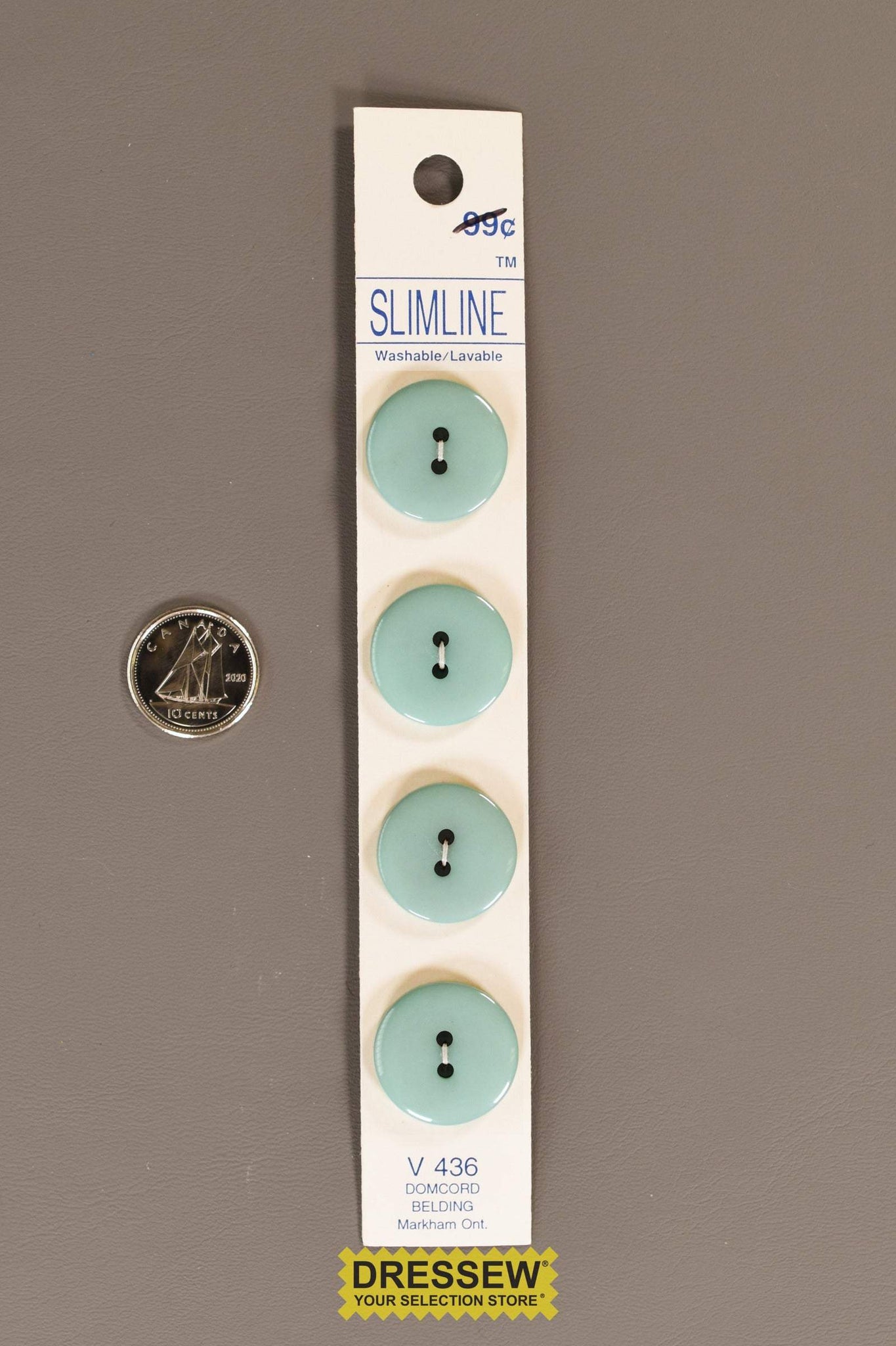 Slimline Button Card 19mm Robin's Egg