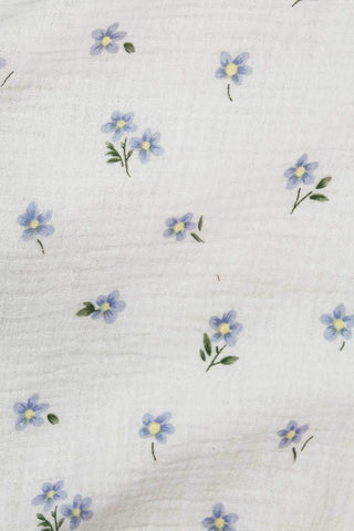 Small Flower Double Gauze Off White / Blue