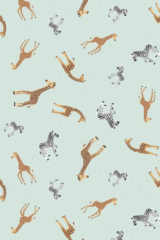 Small Things Wild Animals Giraffes & Zebras By Lewis & Irene Light Blue