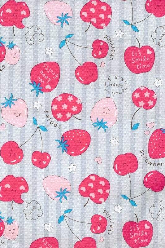 Smile Time Fruits Oxford Canvas Fog / Pink