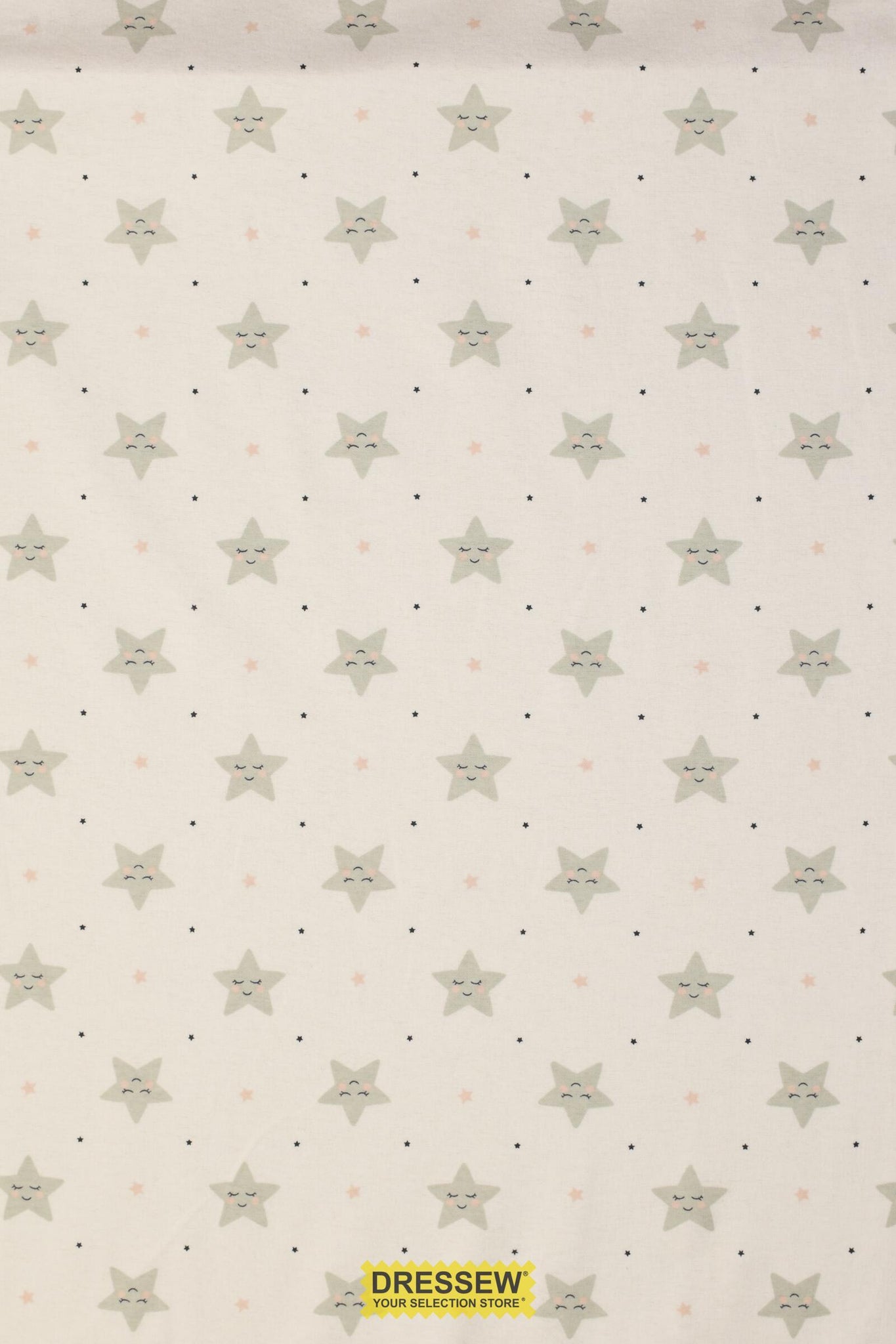 Smiling Stars Flannelette White / Grey