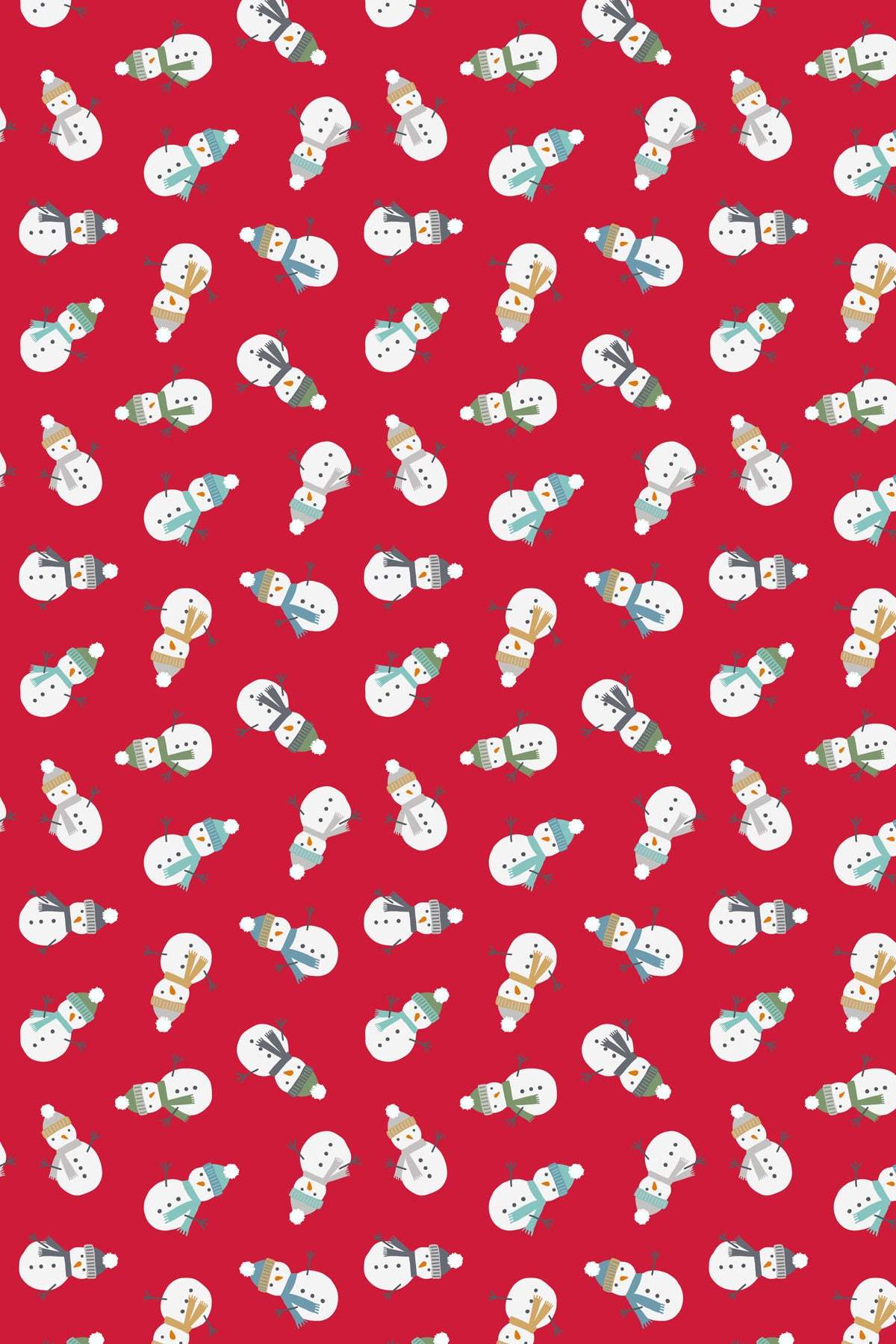 Snow Day Flannel Scattered Snowmen By Lewis & Irene Red