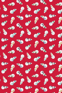 Snow Day Flannel Scattered Snowmen By Lewis & Irene Red