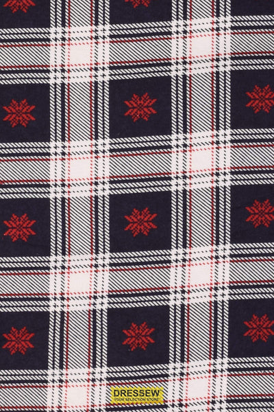 Snowflake Plaid Flannelette White / Navy / Red