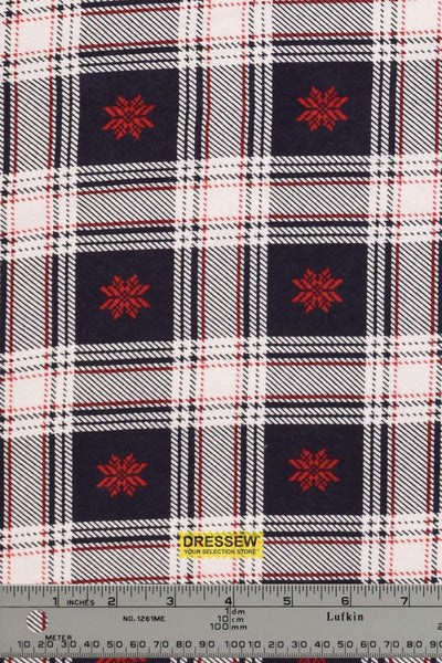 Snowflake Plaid Flannelette White / Navy / Red