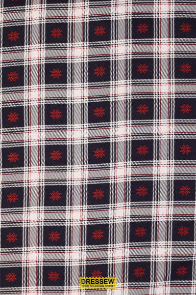 Snowflake Plaid Flannelette White / Navy / Red