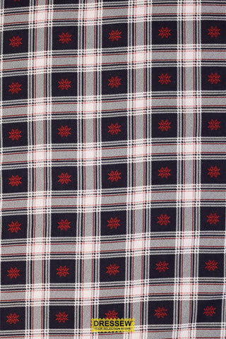 Snowflake Plaid Flannelette White / Navy / Red
