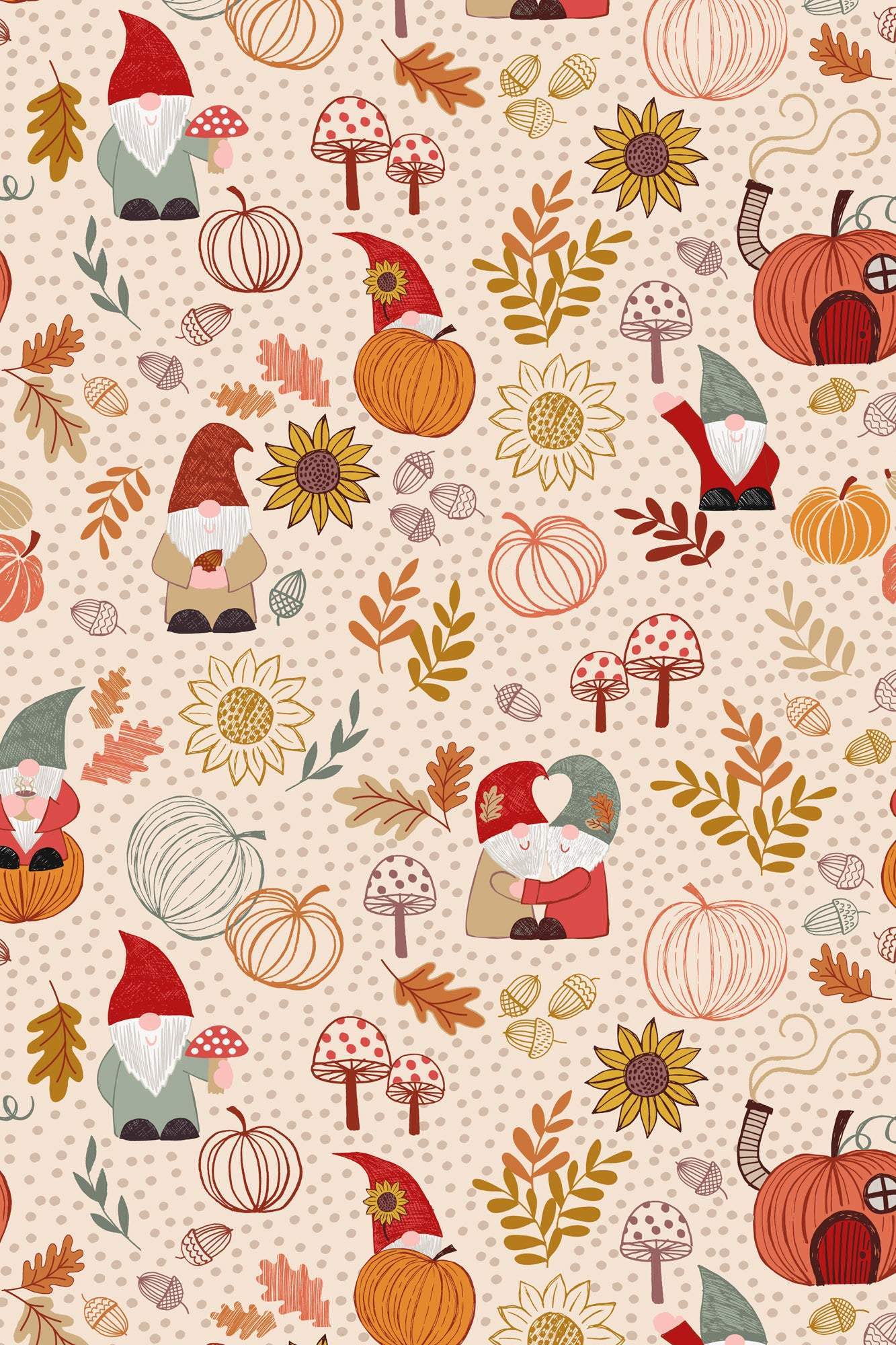 Snuggle Up Season Premium Flannel Autumn Gnomes By Lewis & Irene Dark Cream