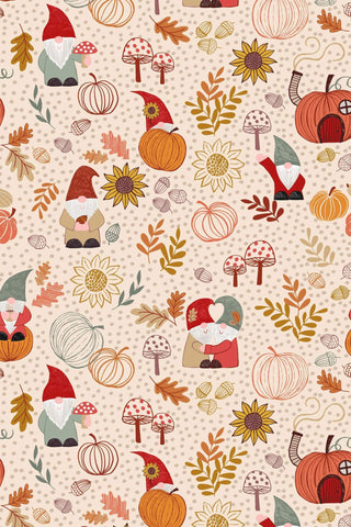 Snuggle Up Season Premium Flannel Autumn Gnomes By Lewis & Irene Dark Cream