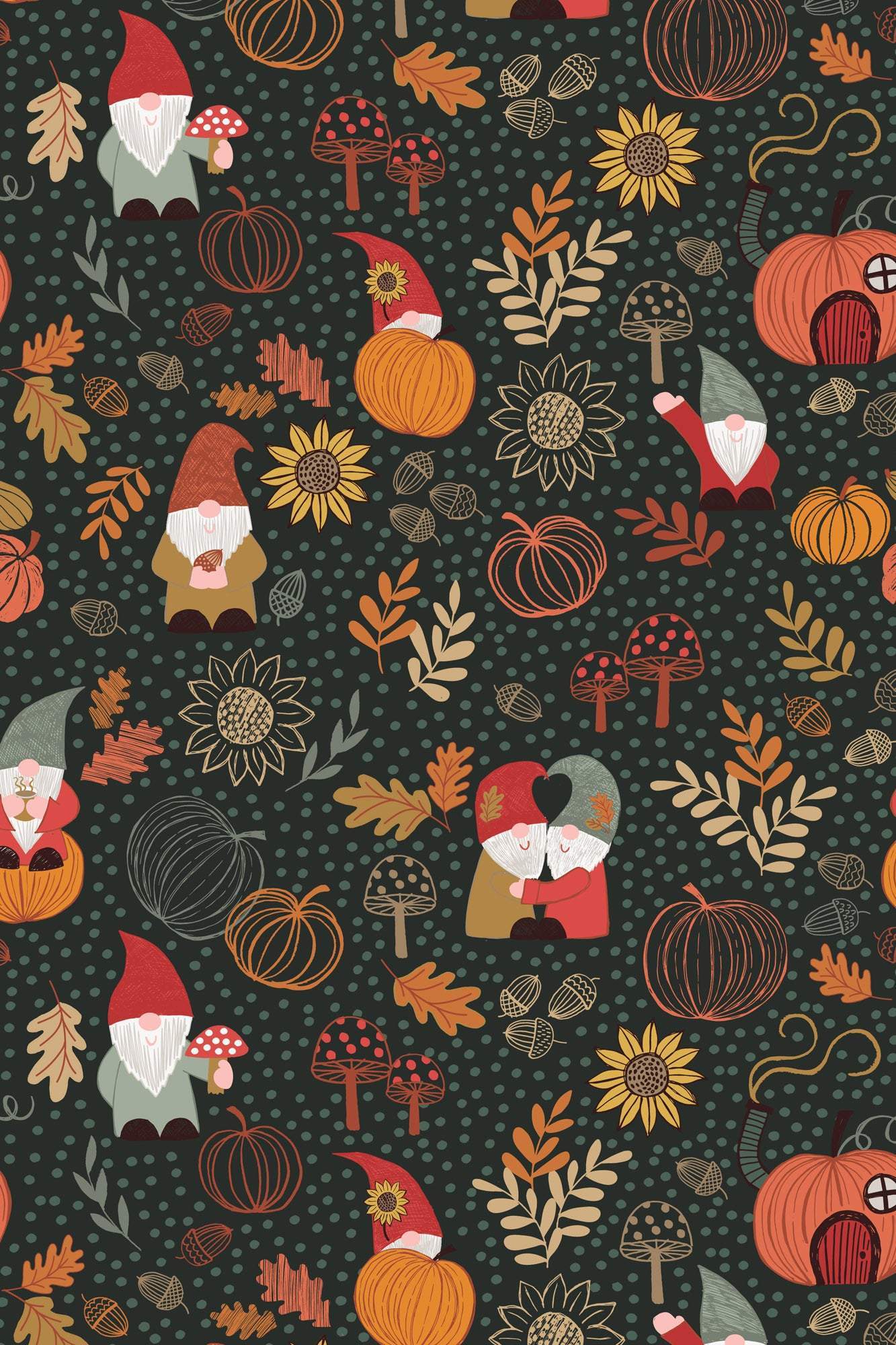 Snuggle Up Season Premium Flannel Autumn Gnomes By Lewis & Irene Dark Forest
