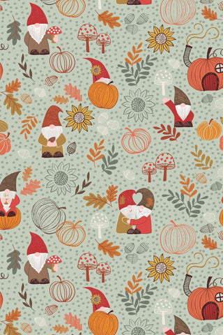 Snuggle Up Season Premium Flannel Autumn Gnomes By Lewis & Irene Light Sage