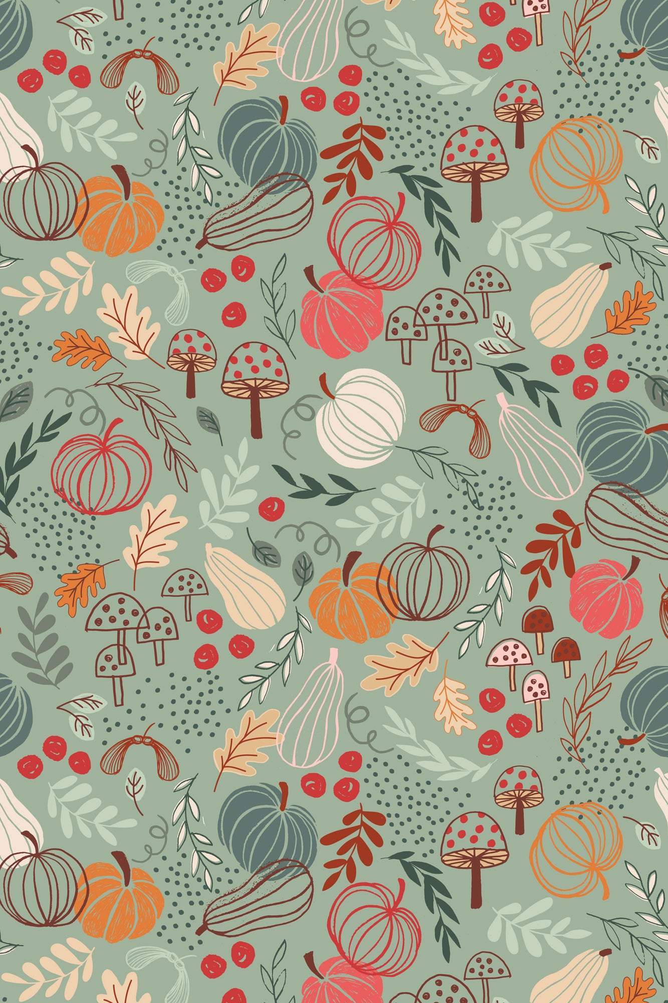 Snuggle Up Season Premium Flannel Pumpkins By Lewis & Irene Light Jade