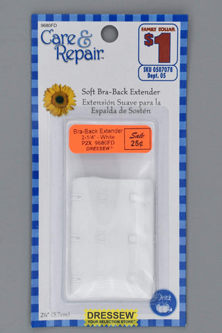 Soft Bra-Back Extender 2-1/4" White