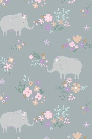 Soft Elephant Floral Flannel Grey