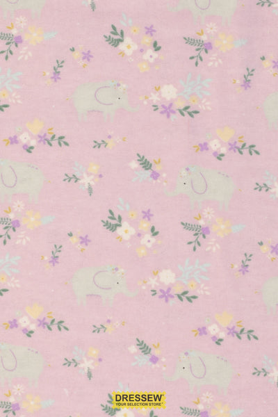 Soft Elephant Floral Flannel Light Purple