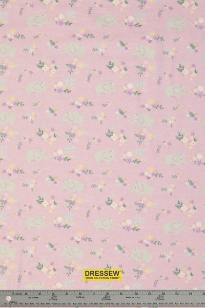 Soft Elephant Floral Flannel Light Purple